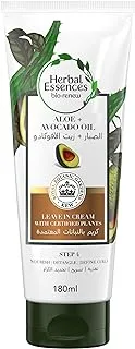 Herbal Essences Sulfate-Free Aloe + Avocado Oil 3-in-1 Plant Powered Leave-in Cream to Nourish, Detangle and Define Curls , 180 ml