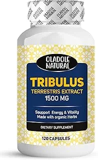 Oladole Natural Tribulus Terrestris Extract 1500mg - 120 Capsules | Supports Hormone Balance, Stamina, Libido Enhancement, Boost Energy, Vitality, Urinary Tract Health | Non-GMO, Gluten Free