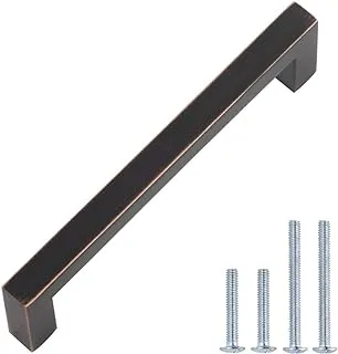 Amazon Basics Modern Square Cabinet Pull Handle, 3.34-inch Length (3-inch Hole Center), Oil Rubbed Bronze, 10-pack