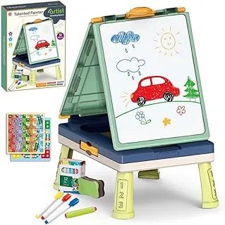 Little Story Artist Double Sided Handbag Drawing Board (31 Pcs) W/Board Game - Green