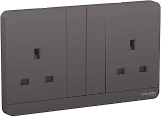 Schneider Electric AvatarOn, 2 Gang, Socket, 13A 250V, Dark Grey, E83T25_DG_G12