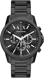 A|X Armani Exchange Men's Chronograph, Stainless Steel Watch, 44mm case size, Black Stainless Steel, bracelet