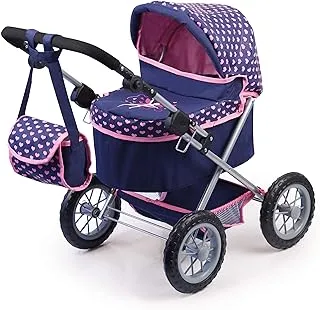 Bayer Design 13052AA Trendy Dolls Pram ، قابلة للطي ، مقبض قابل لضبط الارتفاع ، أزرق ، وردي