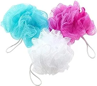 Saqoware Pack of 3 Nylone Large Bath Shower Body Loofah | Bath Loofah | Body Loofah | Bath Shower Ball Sponge-Exfoliate, Cleanse, Soothe Skin