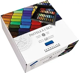 Sennelier Extra-Soft Pastel Half Stick Wooden Box Set, Black, 60-Colors