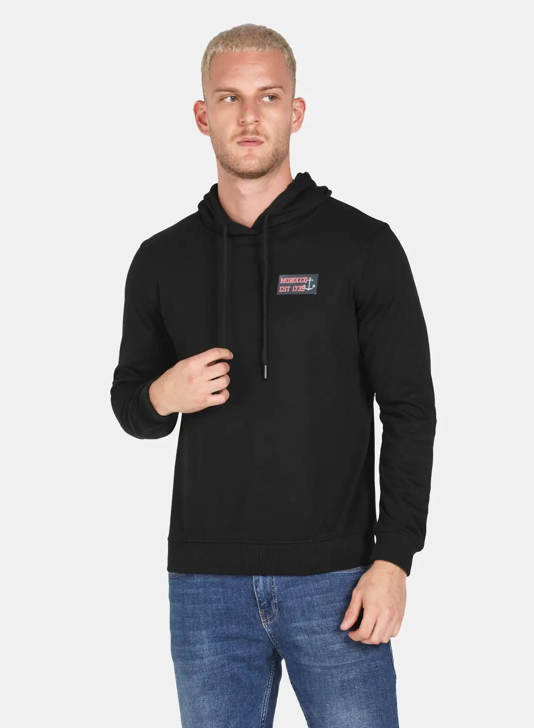 DRIP Hooded Neck Printed Hoodie Black