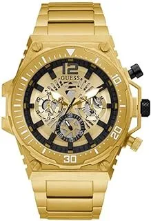 GUESS 48mm Multifunction Skeletonized Watch, Gold-Tone/Black, Quartz Watch