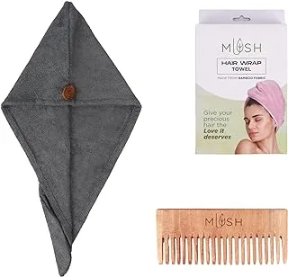 Mush Bamboo Ultra Soft & Absorbent Hair Wrap Turban Towel with Neem Comb for Long/Short Hair Care 500 GSM