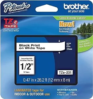 Brother TZe231 - Laminated Adhesive Tape - Black on White - Roll (1.2 cm x 8 m) - 1 roll(s) TZe231