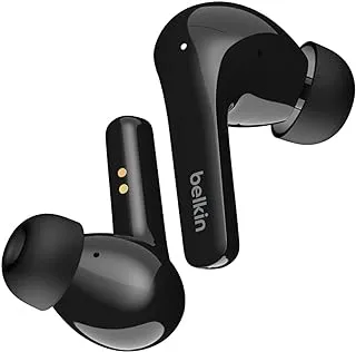 Belkin SOUNDFORM Flow True Wireless Earbuds with Active Noise Cancellation, Bluetooth Earphones with Wireless Charging, IPX5 Sweat and Water Resistant, 31H Play Time, Black, Small