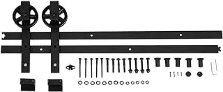 Amazon Basics sliding barn door hardware kit, 6.6 foot, big wheel, black