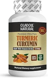 Oladole Turmeric Curcumin 1510mg 120 Capsules | Supports Joints, Immune System, Digestive Health, Skin & Stress Relief | Rich in Antioxidants High Potency Formula 95% Curcuminoids with Black Pepper