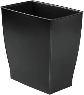 iDesign Spa Rectangular Trash Can, Waste Basket Garbage Can for Bathroom, Bedroom, Home Office, Dorm, College , Black , 11.25