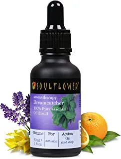 Soulflower Dreamcatcher Sleep Essential Oil Blend, 100% Natural, Aroma Oil, Diffuser, Humidifier, Floral Sweet Aroma, 30ml/ 1 Fl Oz