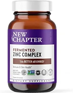 Zinc Supplement, New Chapter Fermented Zinc Complex, ONE Daily for Immune Support + Skin Health + Non-GMO Ingredients, Easy to Swallow & Digest, 60 Count (2 Month Supply)