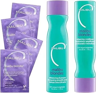 Malibu C Blondes Collection Brightening and Enhancing Hair Kit of Shampoo Conditioner and Hair Remedy For Vibrant and Bright Hairs 1 Kit