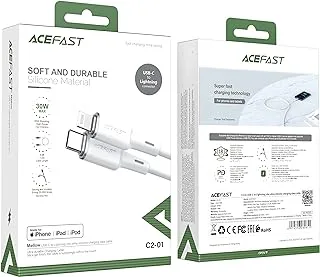 Acefast USB-C to Lightning Zinc Alloy Silicone Charging Data Cable 1.2 Meter White