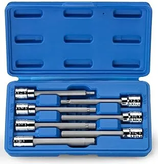 Neiko 10072A 3/8-Inch Drive Extra Long Allen Hex Bit Socket Set, SAE, 1/8-Inch - | S2 and Cr-V Steel, 7-Piece Set