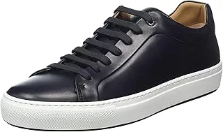 BOSS Mens Mirage Tenn Burnished Leather Low Profile Trainers with Rubber Sole Size, Dark Blue, 46 EU, 50472128, Mirage_tenn