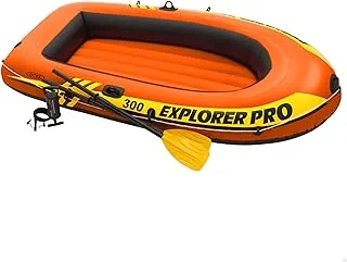 Intex Explorer Pro Inflatable Boat, Orange, Three Person (244 X 117 X 36 Cm), 58358Np