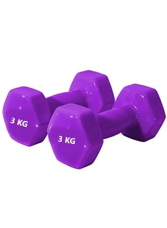 FITNESS LINE 2 Piece Vinyl Coated Dumbbells - 3kgs Each