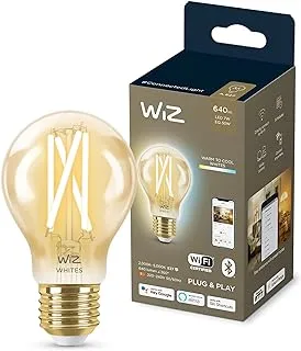 لمبة WiZ بيضاء قابلة للضبط E27 Edison Screw ذكية متصلة بشبكة WiFi كهرمانية. عكس الضوء الأبيض ، 929003017401 ، عدد 1 (عبوة من 1)