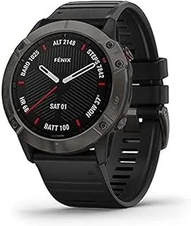 GARMIN FENIX 6X SAPPHIRE CARBON GRAY DLC W/BLACK BAND