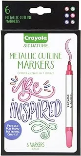 Crayola Metallic Outline Paint Markers, Assorted Colors, Art Supplies, 6 Count