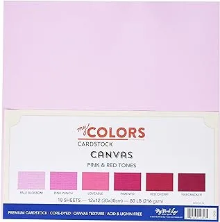 My Colors Cardstock 12 x 12-Inch Canvas Tones Cardstock Bundle, Pink/Red