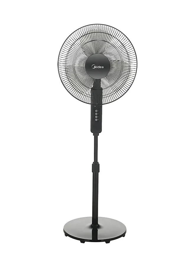 Midea Pedestal Stand Fan with SQD Motor, 16 inch, 3D Oscillation Directions, 3 Speed Levels & Adjustable Height, 3 Leaf Blade with 7.5 Hours Timer, Best for Home & Office 50 W FS4019K Black