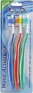 Beauty Formulas Active Oral Care Wave Action Toothbrush 3-Pieces, Assorted