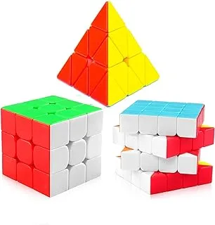 D ETERNAL Cube 3x3 4x4 and Pyraminx Pyramid Triangle Puzzle Cubes Combo Set