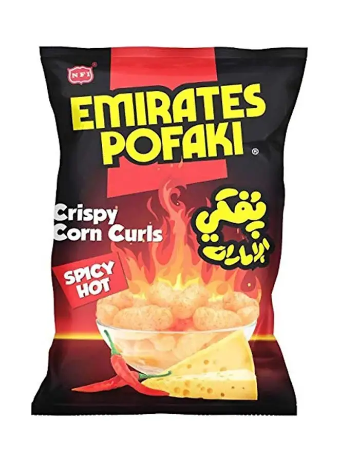 Emirates Pofaki Crispy Corn Curls Hot & Spicy 80grams