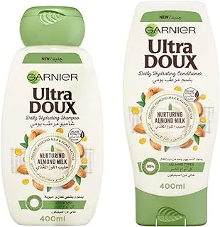 Garnier Ultra Doux Almond Milk Shampoo, 400 ml with Almond Milk Conditioner, 400 ml - Pack of 1