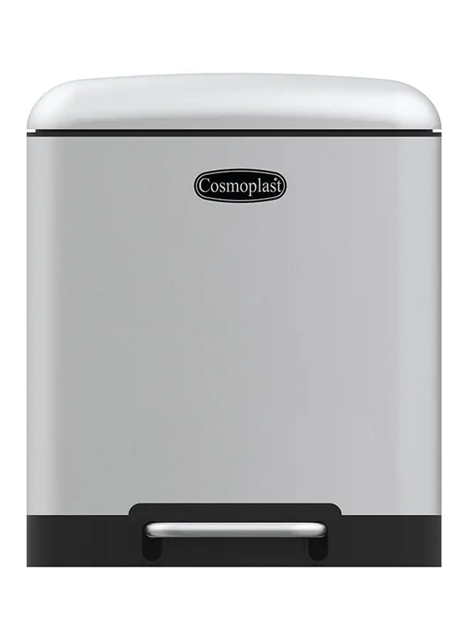 Cosmoplast 20-Liter Lumina Steel Waste Bin With Pedal Grey