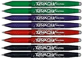 Pilot Frixion Rollerball Pen Mixed Colour Pack of 8 - ERASABLE - 0.7mm BL-FR7 INCLUDES: Blue X 2, Black x 2, Red x 2, Green x 2