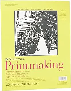 Strathmore 300 Series Printmaking Paper Pad, Glue Bound, 11x14 inches, 30 Sheets (120g) - Artist Paper for Adults and Students - Block Printing, Linocut, Screen Printing