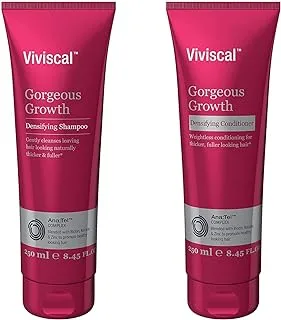 Viviscal Naturals Gorgeous Growth Densifying Shampoo and Conditioner Bundle With Lemon, Mandarin Orange, Camphor, Nutmeg, Patchouli, Coriander, Eucalyptus, Pea, Clary and Limonene, 8.45 fl. oz. each