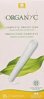 Organyc 100% Certified Organic Cotton Tampons - Cardboard Applicator, Free from Chlorine, Perfumes, Rayon, and Chemicals - Regular, 16 Count