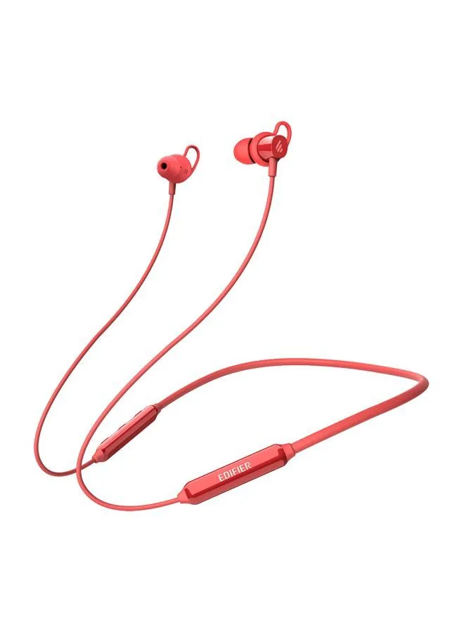 EDIFIER W200BT Bluetooth Headphones, 7 Hours Playback Bluetooth 5.0 Wireless Sports Earphones, IPX4 Sweat and Water Resistant, CVC Noise Cancelling Mic Red