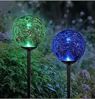 Exhart Solar Glass Ball with Color Changing LED Garden Stake