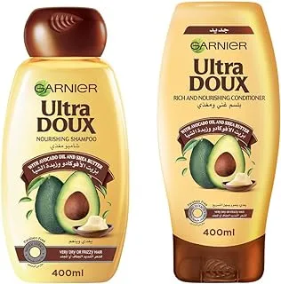 Garnier Ultra Doux Avocado Oil & Shea Butter Shampoo 400ml + Conditioner 400ml Dual Pack, 0.942 grams