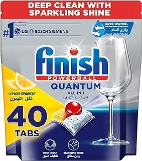 Finish Powerball Quantum Dishwasher Detergent All in One Tablets for Deep Clean & Sparkling Shine, Lemon Sparkle, 40 Tabs