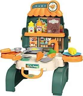 Little Story ROLE PLAY CHEF/KITCHEN/RESTAURANT TOY SET SCHOOL BAG (21 Pcs) - Green, 3-IN-1 Mode