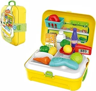 Little Story ROLE PLAY SHOPKEEPER/SUPERMARKET SET BOX BACKPACK (21 Pcs) - Yellow