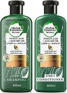 Herbal Essences Sulfate Free Potent Aloe Avocado Oil Curl Hydrating Shampoo and Conditioner, Multi-Color