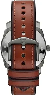 Fossil Men's Machine Three-Hand Date, Smoke Stainless Steel Watch, FS5900, Brown, strap