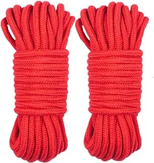 SHOWAY 2Pack 10 M/33 Feet 8 MM All Purpose Rope Soft Cotton Rope Cord Thick Cotton Twisted Cord (Red)