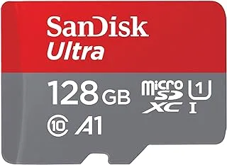 بطاقة ذاكرة SanDisk Ultra UHS I MicroSD بسعة 128 جيجا بايت بسعة 140 ميجابايت / ثانية R ، للهواتف الذكية ، ضمان لمدة 10 سنوات - SDSQUAB-128G-GN6MN