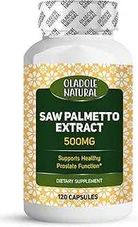 Oladole Natural Saw Palmetto Extract- 500mg (120 Capsules) | Prostate Health Support, DHT Blocker, Promotes Urinary Tract Health, Hair & Immune Health | Enhanced with Antioxidant | Non-GMO,Gluten-Free